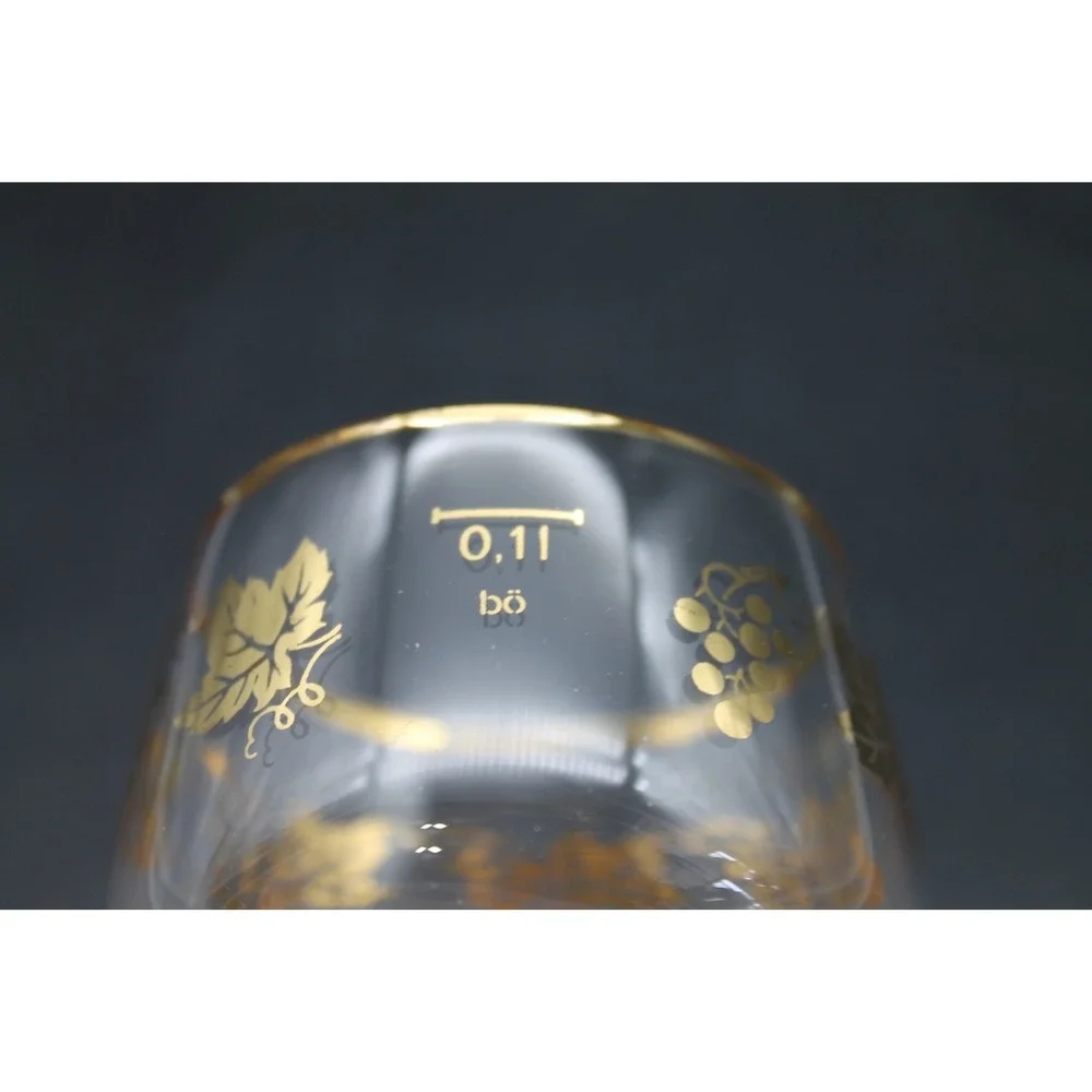 Vintage Romer Cordial Glasses Amber Beehive Stem Gold White Floral Set of 2
